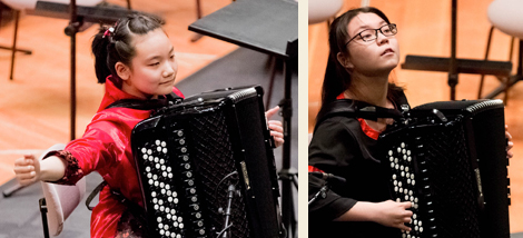 Die Akkordeon Solistinnen Zihan Yueu und Yuhan Mei aus China. Fotos: Foto: Christoph Soeder